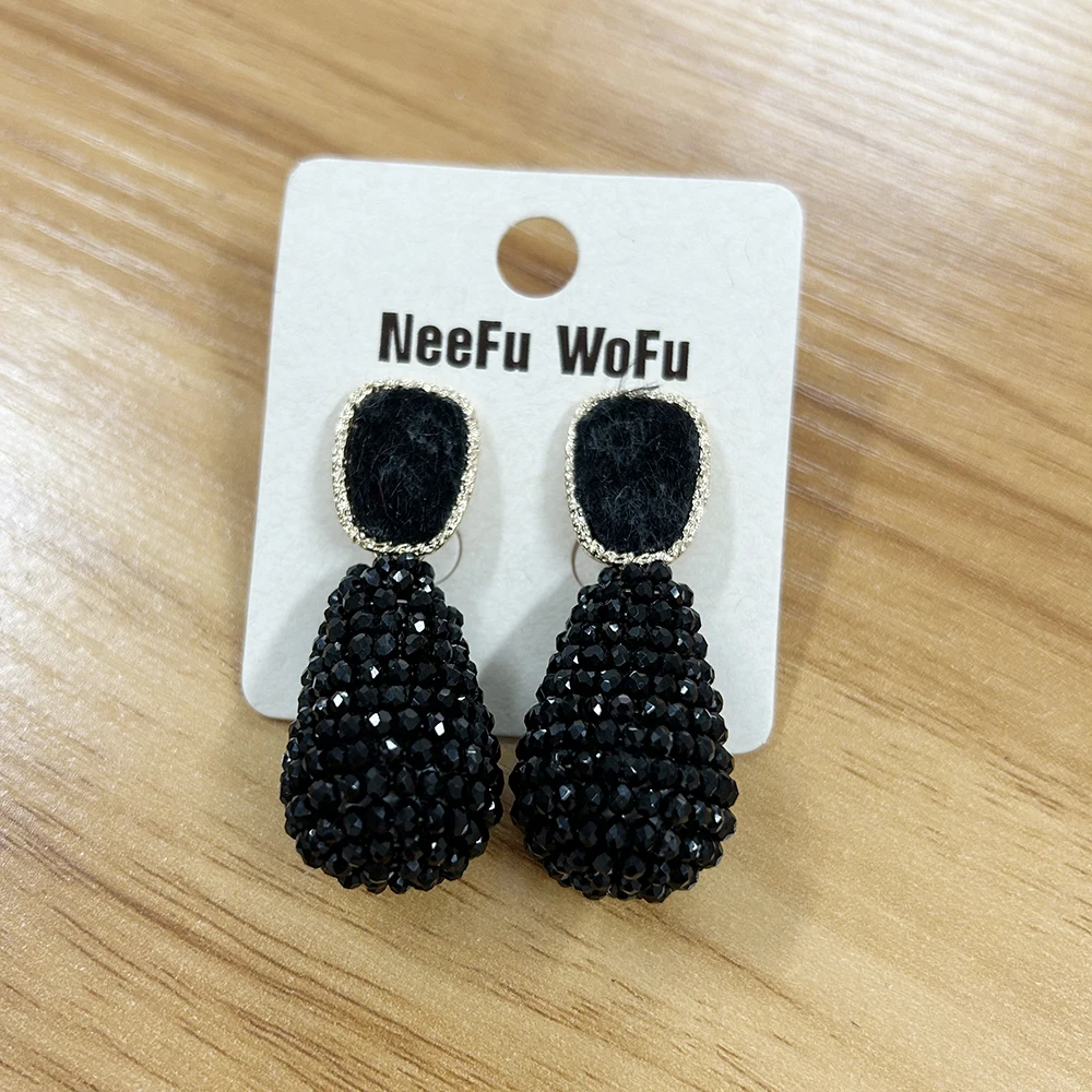 NeeFuWoFu Drop Earrings Crystal ball Large Earrings Long Earrings Handmade Threading Crystal Earrings for Women Gift