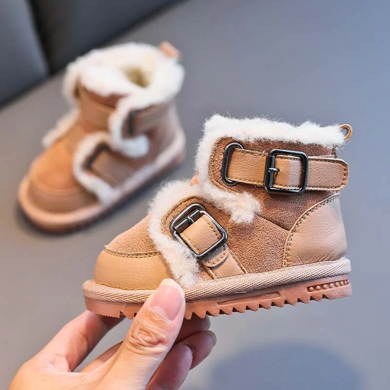 New Winter Children Snow Boots Thick Plush Warm Girls Boys Boots Non-Slip Fashion Toddler Baby Shoes