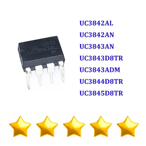 

10PCS UC3842AL UC3842AN UC3843AN UC3843D8TR UC3843ADM UC3844D8TR UC3845D8TR AC-DC voltage regulator IC chip SOP-8
