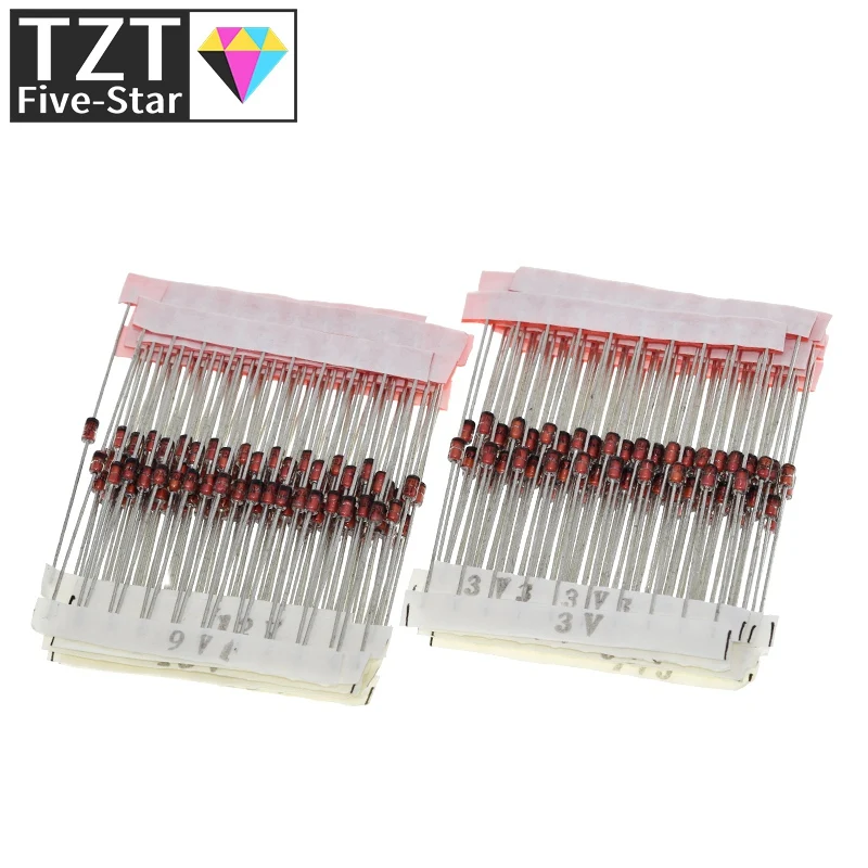 TZT 1W (3V to 33V) 250 Pcs 25 Values 1W Zener Diode Assorted kit Assortment Set New