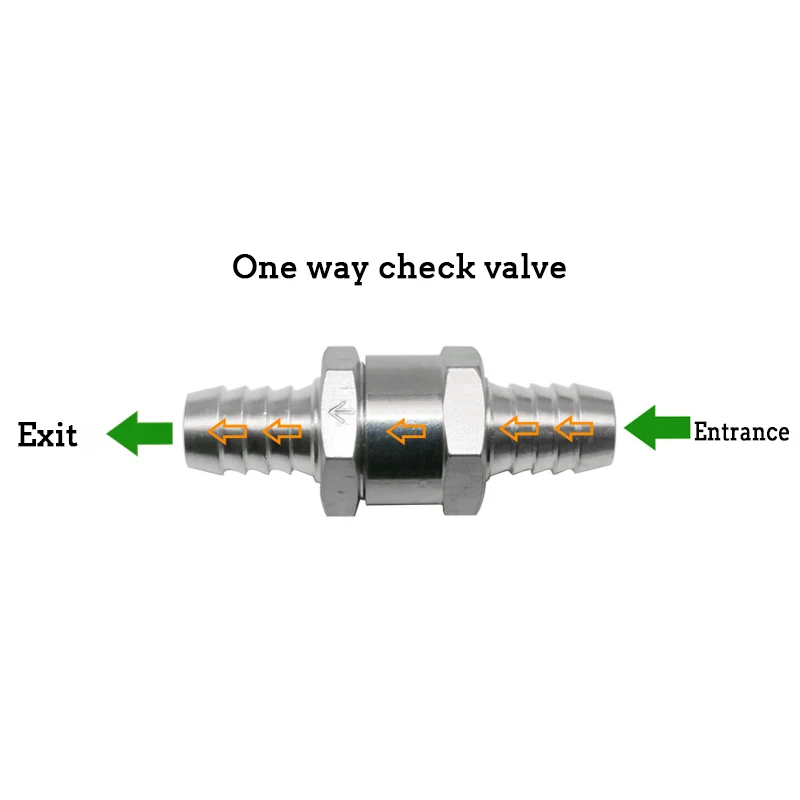 6 8 10 12 14 16mm One Way Aluminum Alloy Check Valve for Automotive Marine Machinery Gasoline Diesel Fuel Line Oil Check Valve