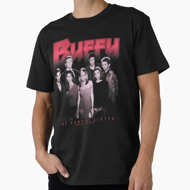 Buffy Inspired Graphic T-Shirt, 0811 Vintage Vampire Slayer Print Tee, Retro Horror Series Short Sleeve Casual Shirt US Size Top