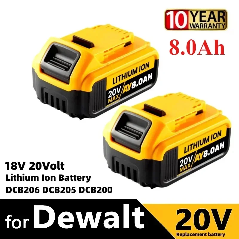 Aleaivy New 100% 6000mAh 20V for Dewalt Power Tool Battery DCB206 20V 8.0Ah Battery DCB206 20V Battery DCB205 DCB200 Power Tools