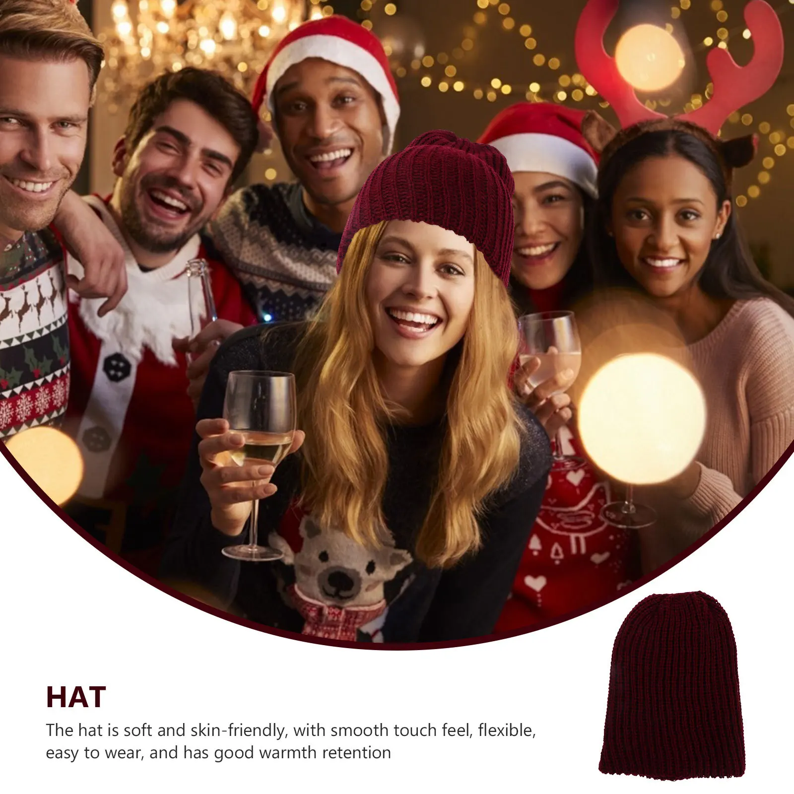 

Warm Winter Woolen Hat For Women Men Unisex Knitted Beanie Soft Skin-Friendly Easy Clean Warmth Retention Family Gathering