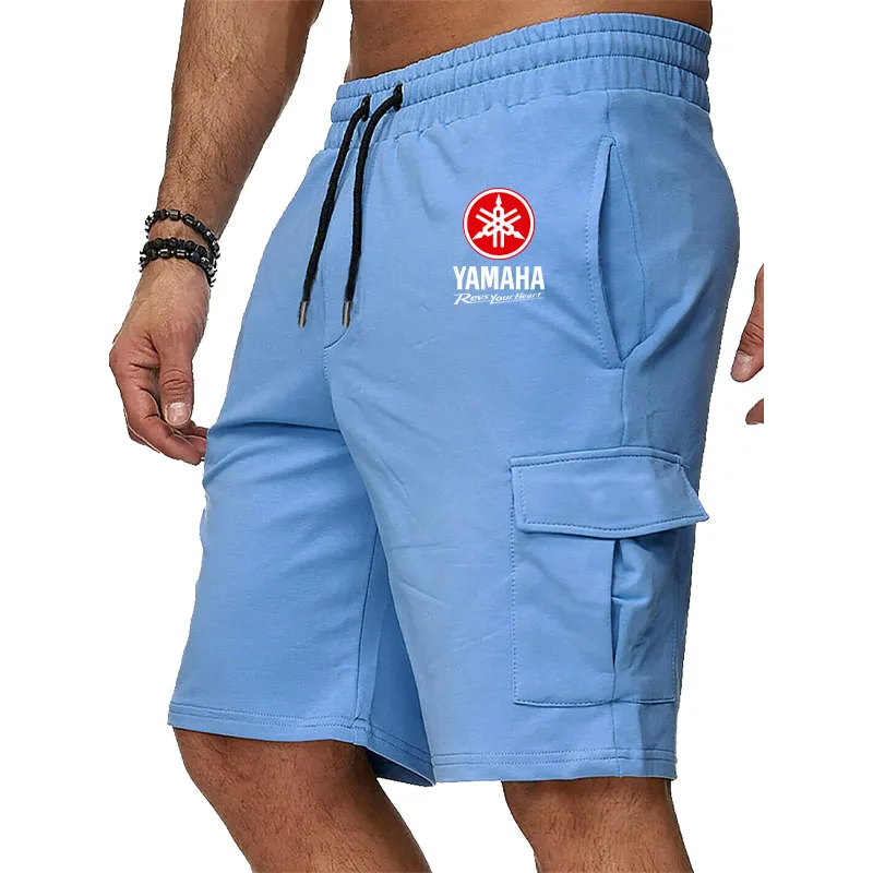 Yamaha New Men's Cargo Shorts Summer Printed Shorts Elastic Waist Large Size Outdoor Jogging Sweatpants Trend Multi Pockets Men