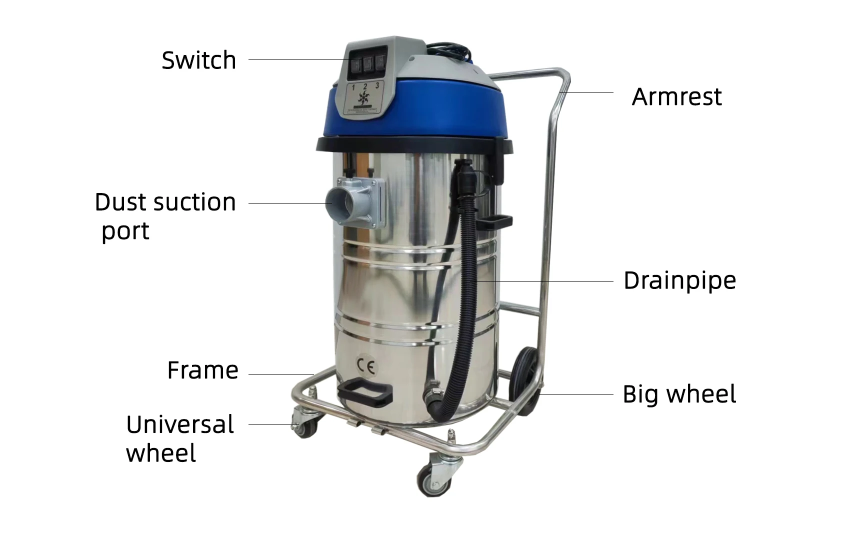 3600W High Power Wet Dry Industrial Vacuum Cleaner | Optional Gutter Cleaning Attachment for Workshop Factory