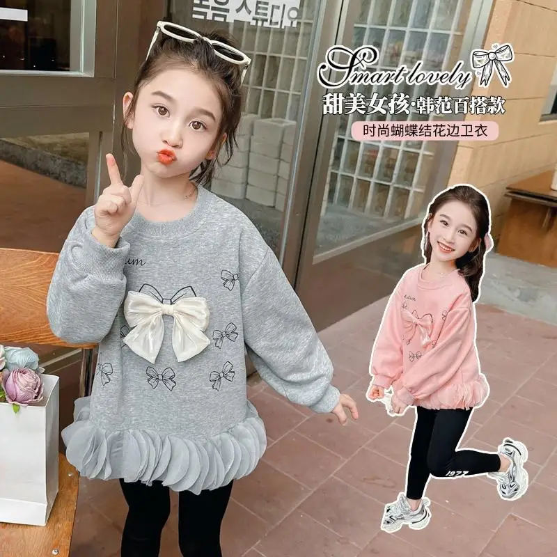 Child Cartoon Kawaii Long Sleeved Autumn New Princess Round Neck Tops Sweet Fashionable T-Shirt Sweat Wicking Moisture Absorbing