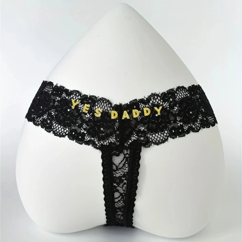 Personality Custom Name Crystal Letter Thong Sexy Lace Bikini Panties G-String Low Waist Briefs Ladies Knickers Hot Wife Gift