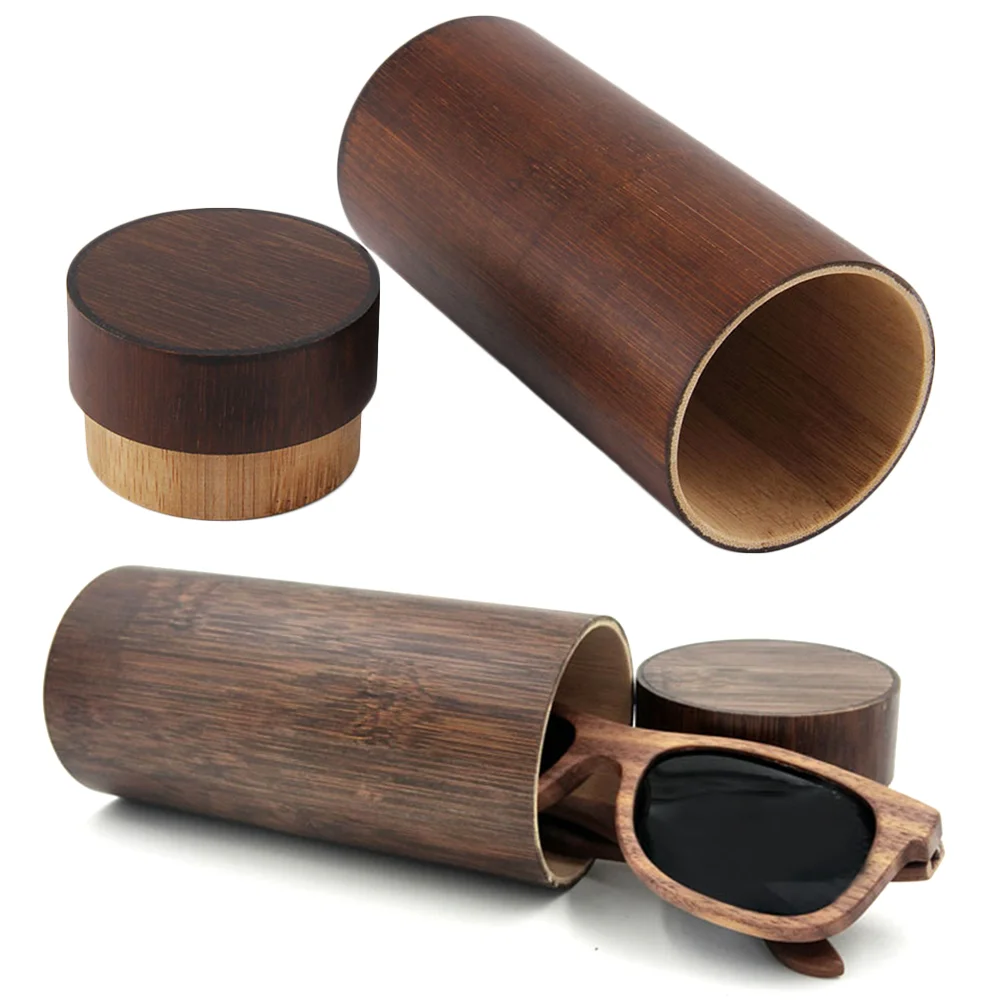 

1Pc Dyeing Cylinder Glasses Box Bamboo Vintage Sunglasses Case Creative Portable Spectacle Container