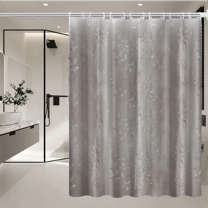 

Shower Curtains Grey Flower Embossed Shower Curtain Luxury Dark Dry Postal Style Wet Separation PEVA Waterproof for Toilet 180cm
