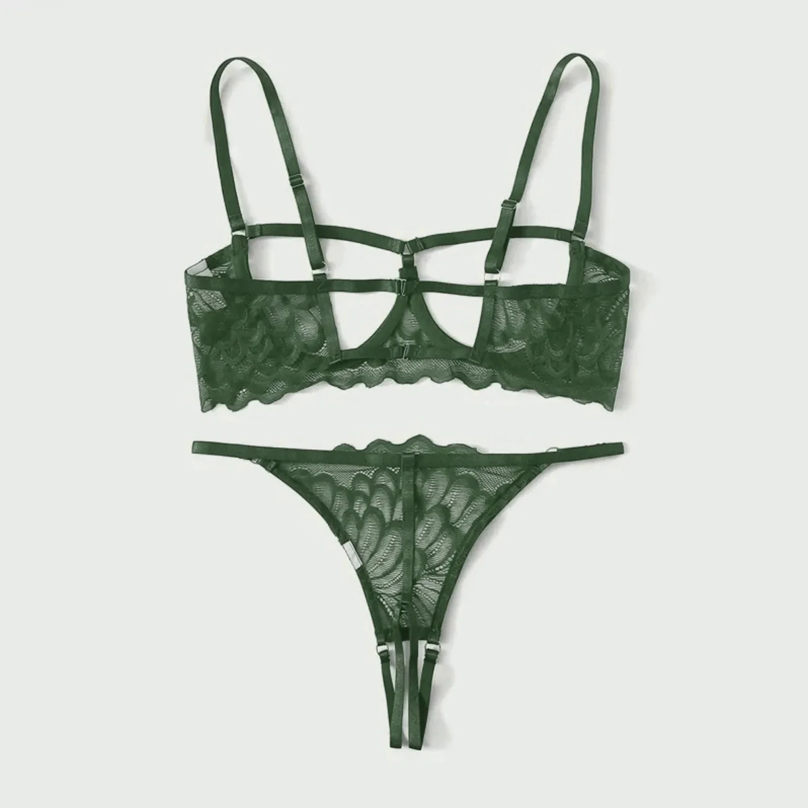 Women Underwear Set Open Breast Steel Ring Bra Open Crotch Panties G-string Lac… - Image 6