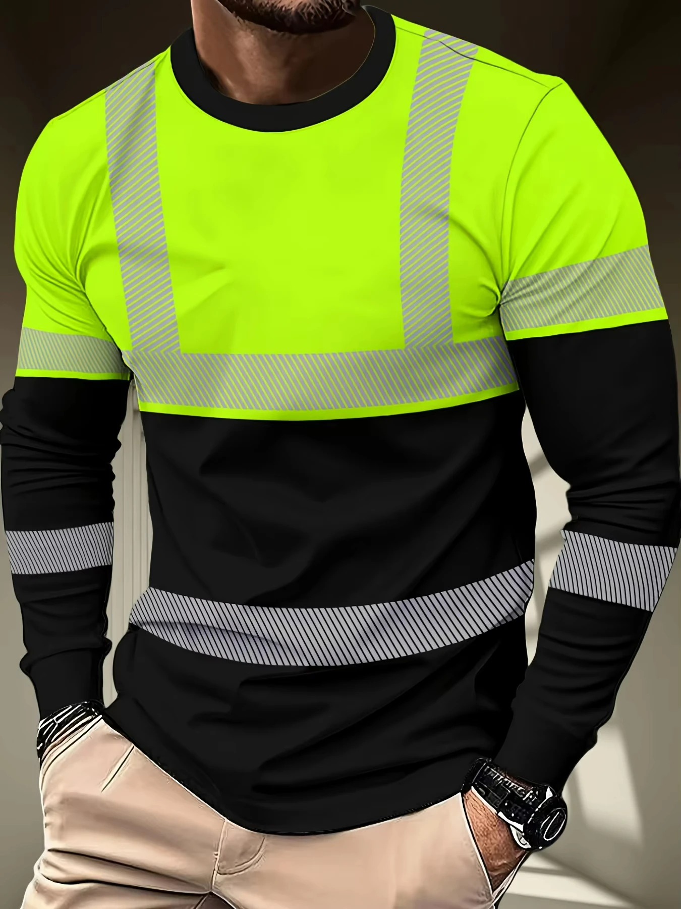 Autumn/Winter Men's 3D Printed Printed Casual and Comfortable Round Neck Long Sleeve T-shirt Sportswear Interior