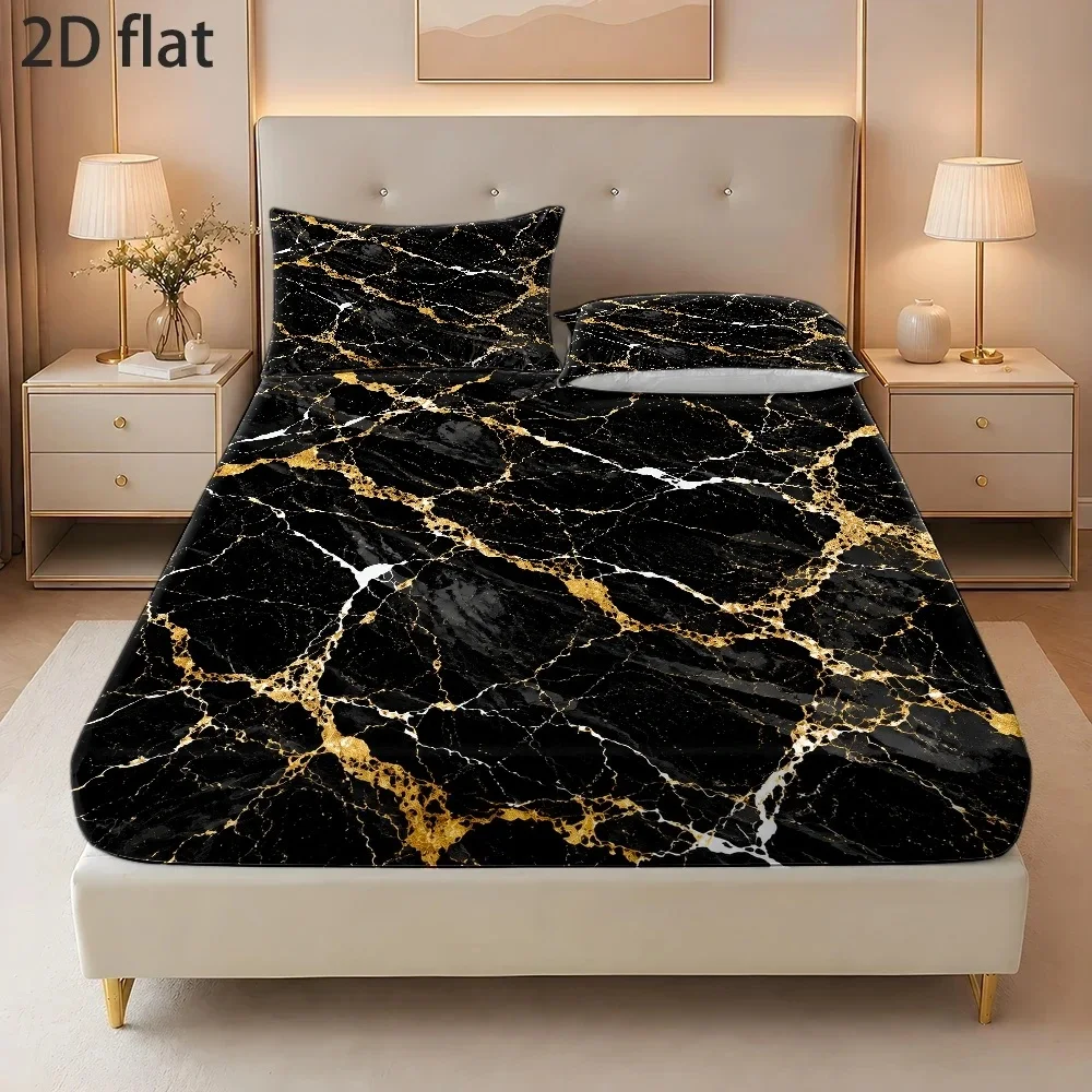 3Pcs Stone Pattern Print Bedding Set, Soft and Comfortable, Suitable for Bedroom, Guest Room One Fitted Sheet + Two Pillowcases No Core