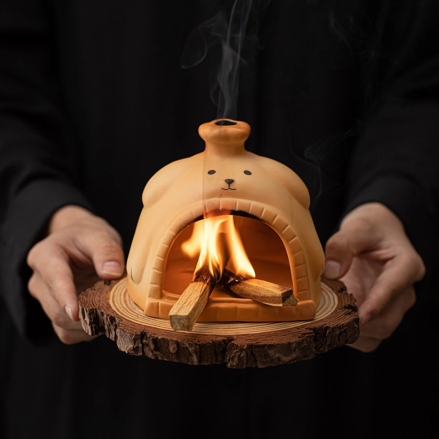 Cute Dog-Shaped Ceramic Aromatherapy Burner, Sage & Cedar Wood Smudge Stove for Desktop Purification, Home Incense Decor.