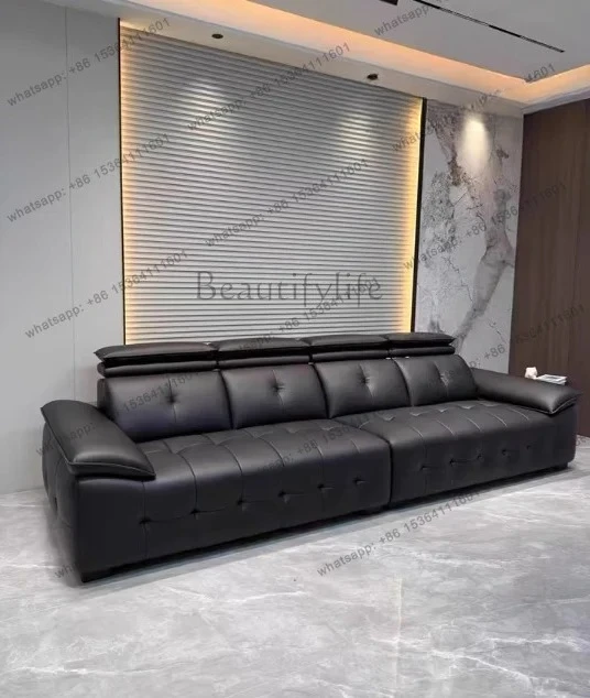 New Italian minimalist living room high backrest piano keys adjustable headrest sofa living room multi-function