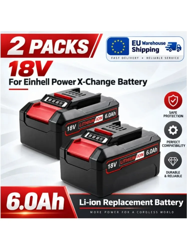 18V 6,0Ah Li-Ionen-Akku kompatibel mit Einhell Power X-Change 4511396 4511437neu PXBP-600 PX-BAT52 Ersatzakku für kabellose Elektrowerkzeuge