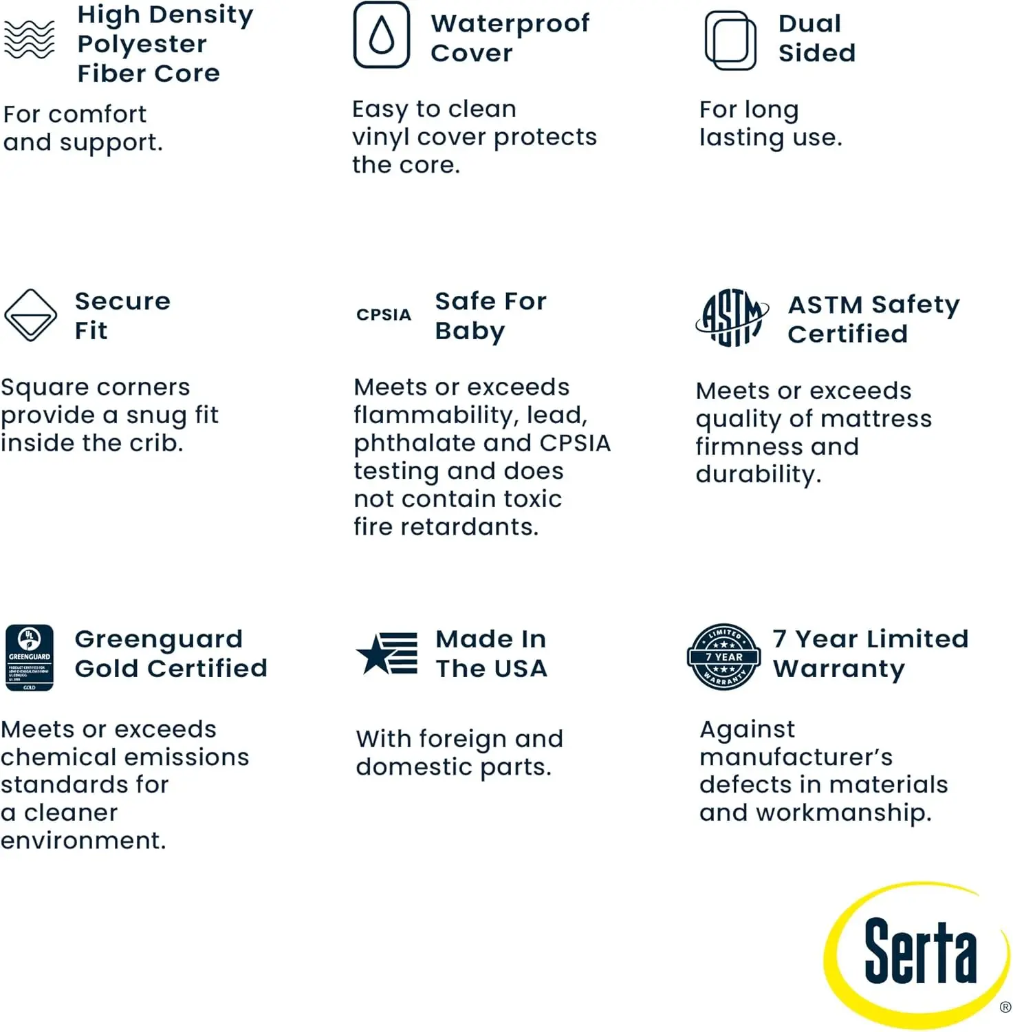 防水 - 低刺激性 - プレミアム持続可能なソースファイバー ゴールド認定 (非毒性) - 7 年保証 - 米国製
