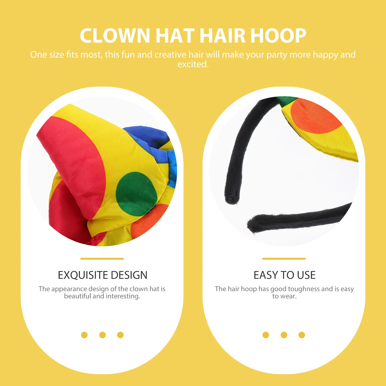 2Pcs Lovely Clown Hairband Festive Hair Decor for Xmas Carnival Festival Cosplay Party Prop One Size Fits Most Comfortable Wear