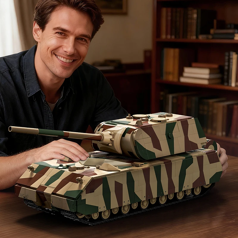 Klocki konstrukcyjne wojskowe z II wojny światowej, 2688 elementów, niemiecki czołg ciężki Panzer VIII Maus, techniczny czołg bojowy, zabawka, prezent.