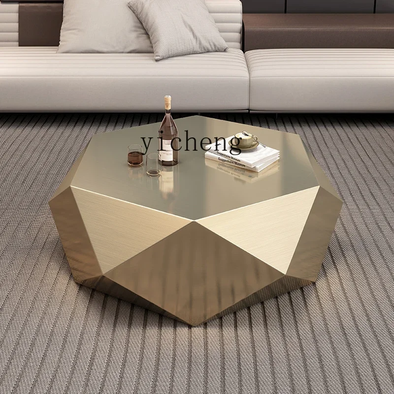 

gold diamond coffee table modern simple special-shaped light luxury living room home