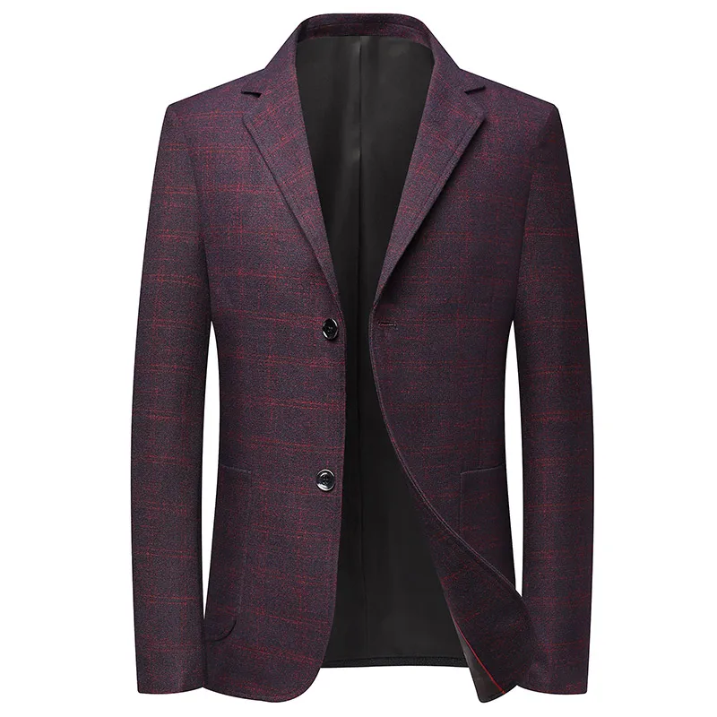 

Men's Formal Suit Jacket Classic Male Plaid Pattern Jacket Business Slim Fit Men's Clothing Best Man Wedding Dress Jacket Blazer