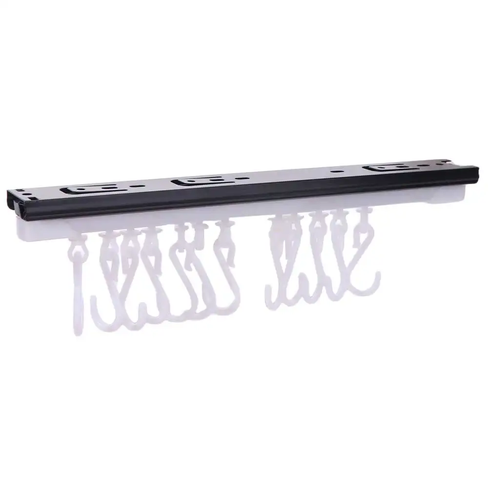 Push and Pull Sliding Rail S Hooks Plastic Non Punching Wall-mounted Jewelry Display Self-adhesive Removable Hooks