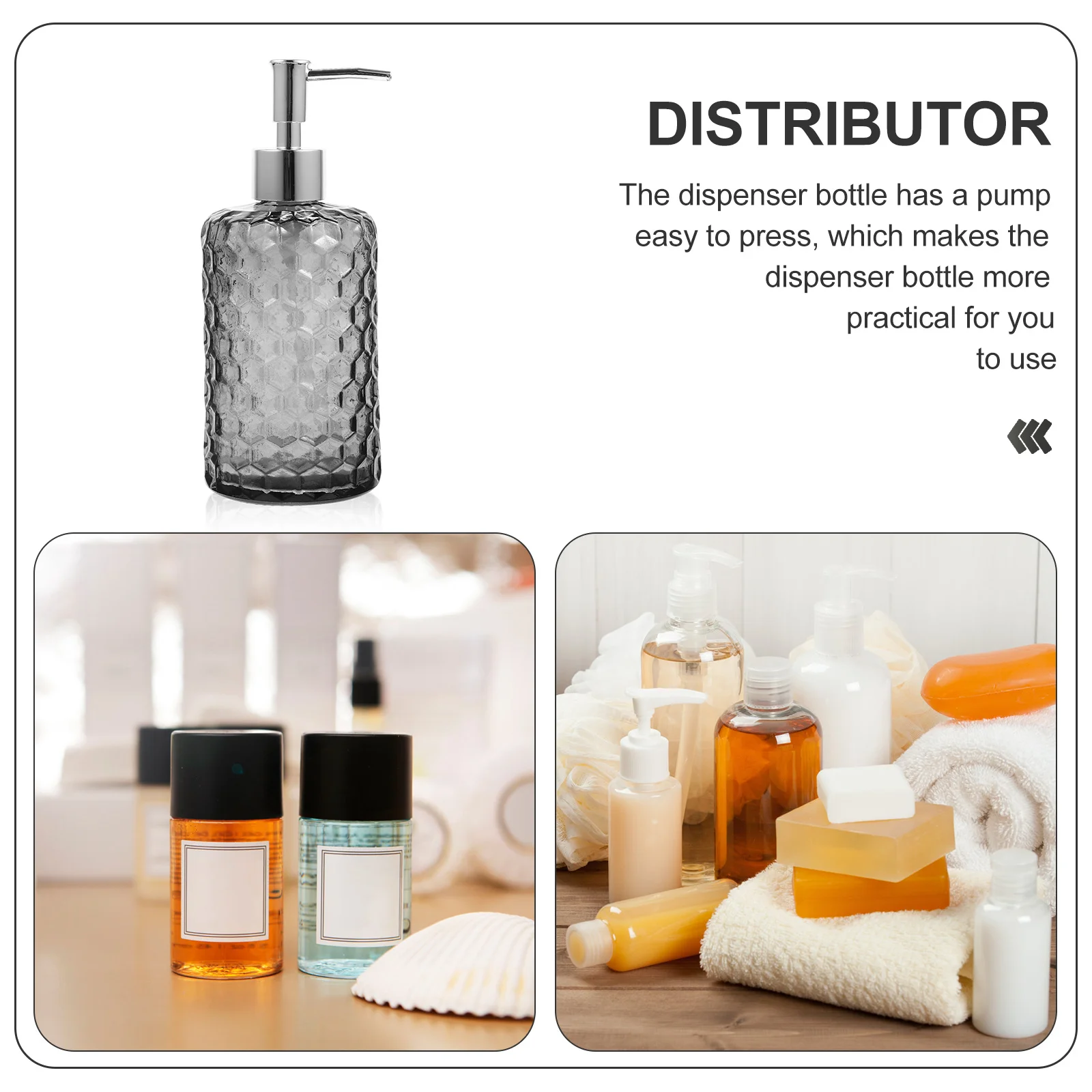 

Glass Soap Dispenser Pump Bottle Press Pump Stable Flat Bottom Suitable for Bathroom Kitchen Soap Lotion Use Bathroom Supplies