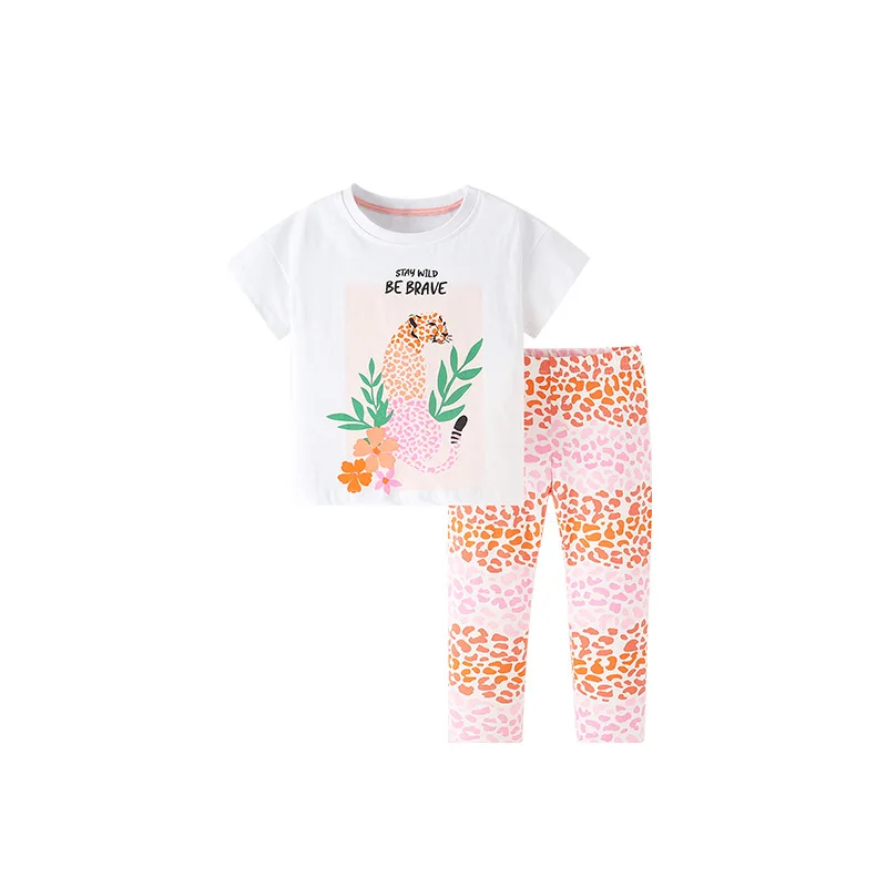 Completo per bambini medio e piccolo casual girocollo pantaloni a maniche corte abbigliamento per bambini femminile set di due pezzi per bambini