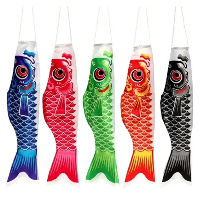 40cm Japanese Carp Windsock Streamer Fish Flag Kite Cartoon Fish Colorful Windsock Carp Wind Sock Flag Gift for Children Kids