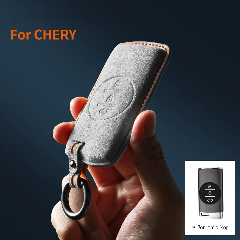 

For Chery Tiggo 7 Pro Exeed Tiggo 2 3x Arrizo 5 Pro Gx 5x EQ7 Suede Car Key Case Shell Keychain for Chery Car Key Fob