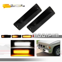 Luces de señal de giro delanteras LED ámbar dinámicas Switchback con DRL blanco/luces de conducción para pastilla de cuerpo duro Nissan D21 y Pathfinder