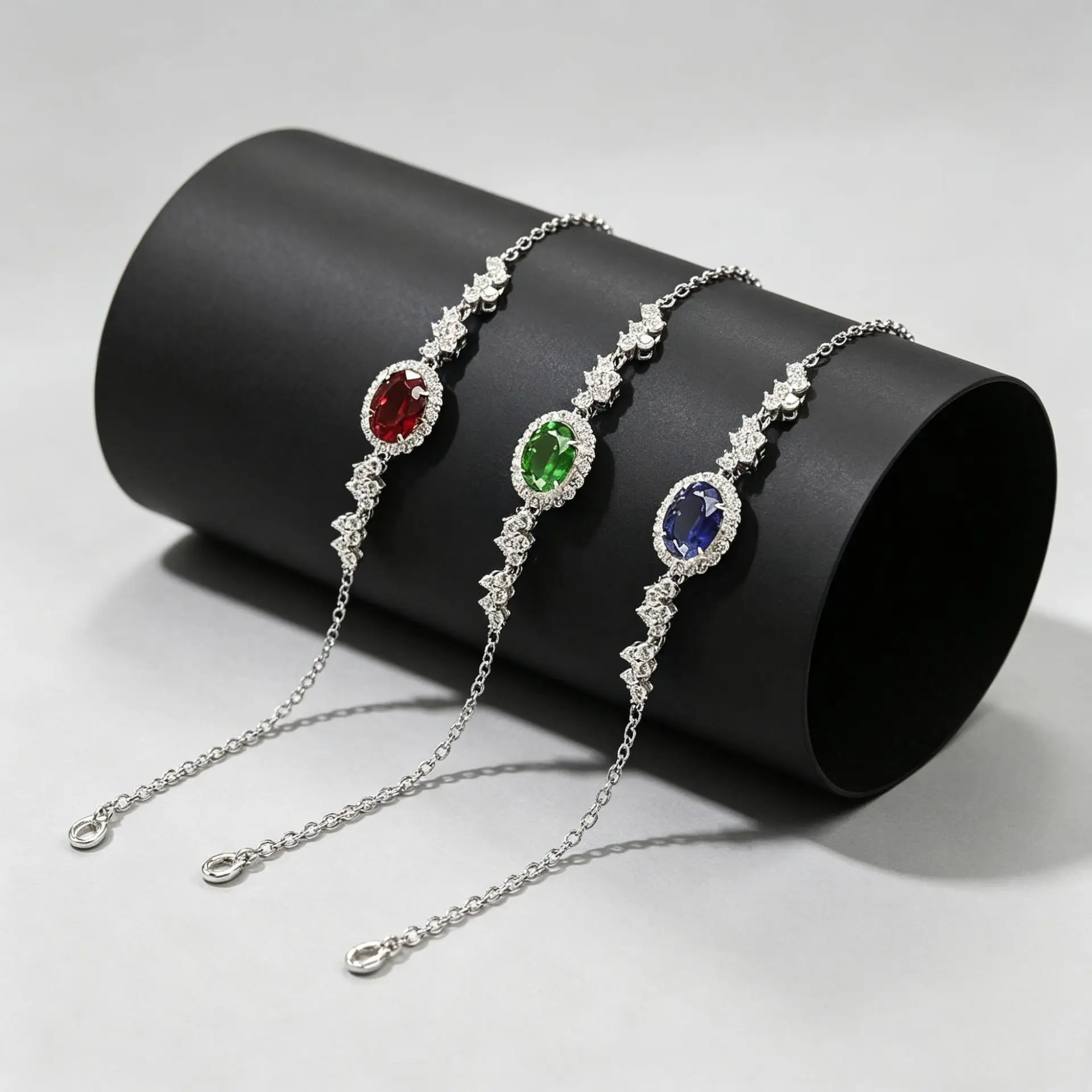New S925 Silver Jewelry 5 * 7mm Oval Zircon Bracelet Light Luxury Versatile Three Colors To Choose From Valentine's Day Gift