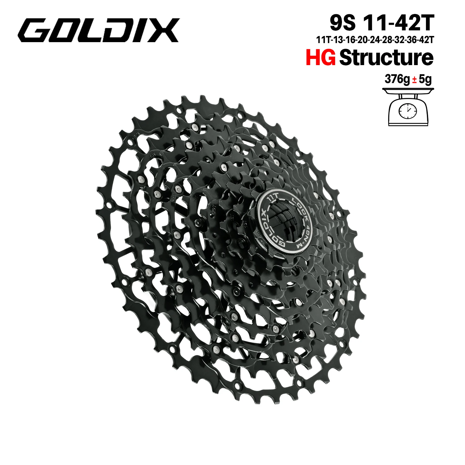 GOLDIX Ultralight Fiets Cassette Vrijloop Koolstofstaal Materiaal 9/10/11/12/13 Speed HG Structuur Tandwiel voor Mountainbike