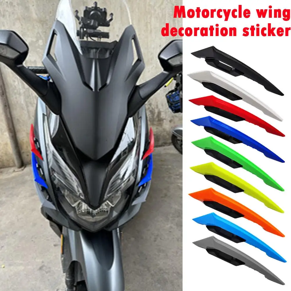 1Pair Universal Motorcycle Winglet Aerodynamic Spoiler Silicone Dynamic Wing decoration Adhesive sticker for Motorbike Scoo U5R4