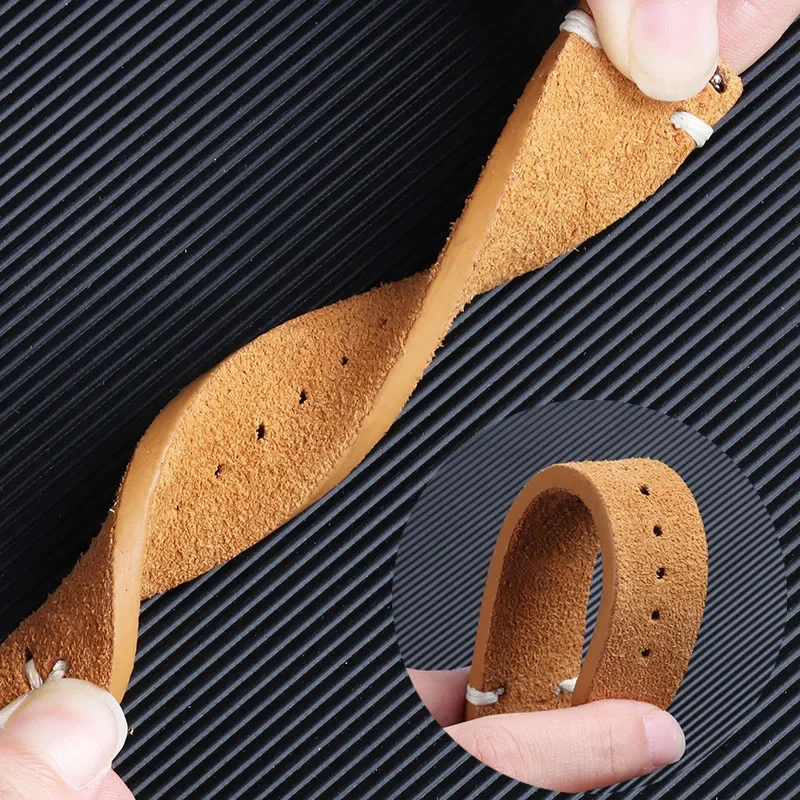 High Quality Genuine Leather Watch Strap Quick Release Wrist Band Vintage Soft Belt Suede Stitching Watch Band 18mm 20mm 22mm