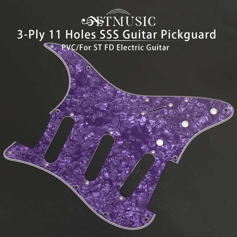 3 Ply 11 Holes SSS Guitar Pickguard Anti-Scratch Plate For ST FD Electric Guitar Purple Pearl and Blue Pearl