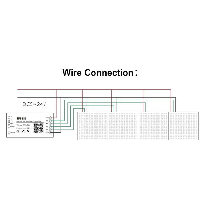 TKOH-10X SP801E Wifi Art-Net LED コントローラ LED マトリックスパネルモジュール WS2812B WS2811 ライトストリップワイヤレス制御 DC5-24V