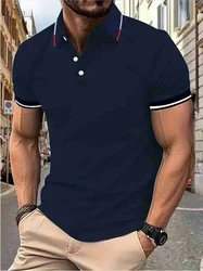 Men's short-sleeved top Short-sleeved daily casual lapel casual short-sleeved button-down T-shirt Men's casual top T-shirt