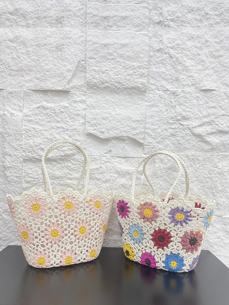 

Handwoven Wax Rope Basket Bag Tote Summer Beach Handbag Large Capaci Single oulder Bag Underarm Bag Engli Sle Tote
