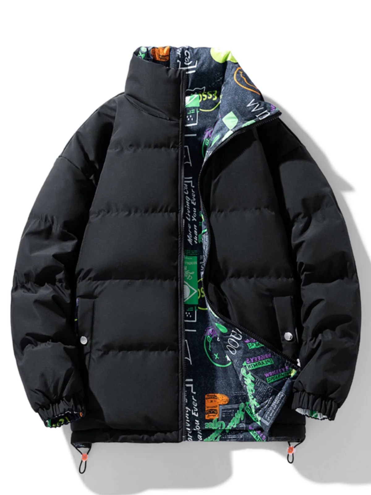 

Double-Sided Wear Thiened Stand Collar Cotton Jaet Men's Winter Casual Bread Sle Faionable All-Match Outerwear