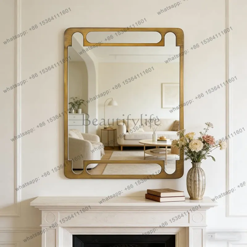

French retro bathroom bathroom mirror wall hanging entrance decorative mirror