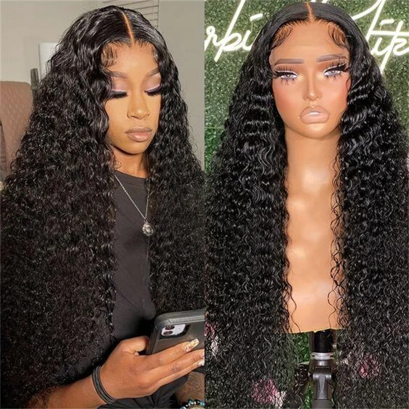 Long Soft 26 “ Kinky Curly Natural Black 180Density Lace Front Wig For Women Babyhair Preplucked Heat Resistant Glueless Daily