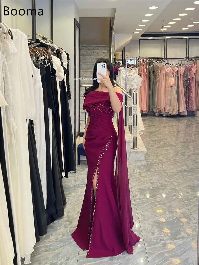 Booma sirena Simple cristal fuera del hombro vestidos de noche vestidos largos formales para mujeres elegantes vestidos de graduación por encargo 2025