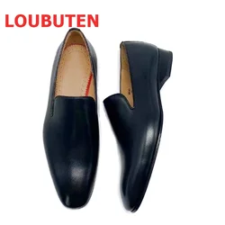 New Black Genuine Leather Shoes Men Dress Shoes Luxury Slip On Handmade Loafers Men's Party Wedding Shoes Office Shoes Men