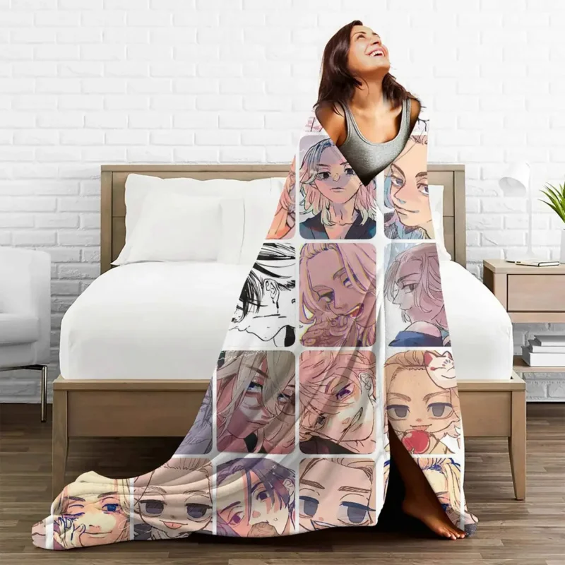 Mikey Sano manjirou anime wool blanket Tokyo Revengers takemichi hanagaki fashion throw blanket for home hotel sofa quilt