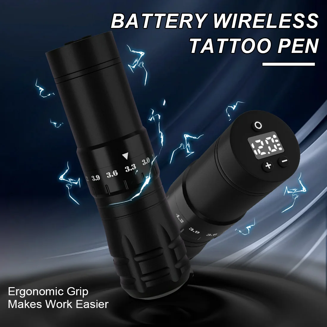 Black Wireless Rotary Tattoo Pen Wireless Tattoo Gun Equipped 1500mAh High-capacity Battery Features 7 Adjustable Stroke Lengths