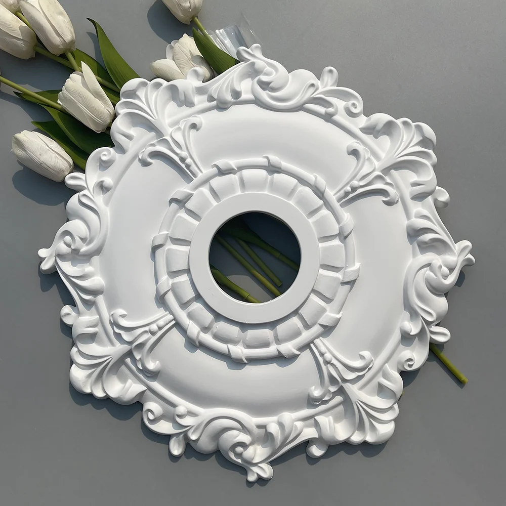 

PU Lamp Pool Lamp Panel European Style Living Room Ceiling Suspended Ceiling Decoration Round Carved Imitation Plaster Line