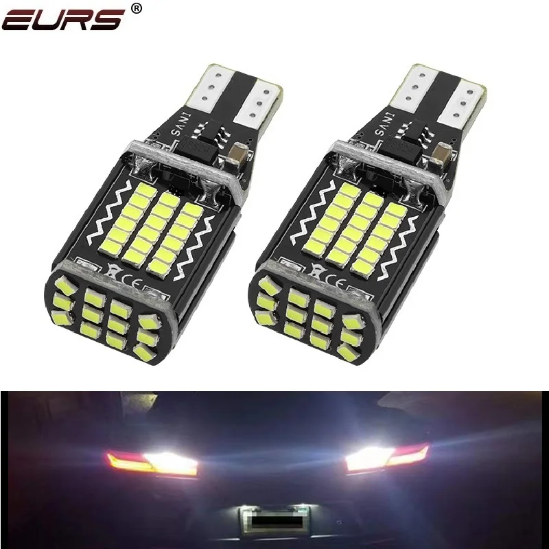 2pcs New T15 W16W Super Bright LED Car Tail Brake Bulb LED Backup Light Bulbs 1500lm Error Free 906 912 921 Reverse Lights 6000K