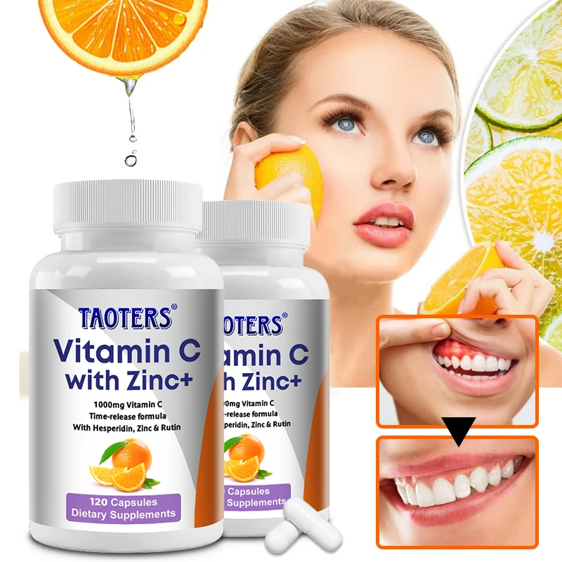 Vitamina C 1000 mg, que contiene zinc 5 mg, puede fortalecer los huesos, resistir la oxidación, producir energía y eliminar la melanina