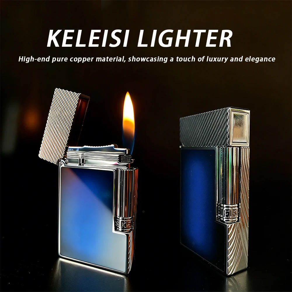 1 Pc Premium Pure Copper Lighter with Lacquered Design Side-Swiping Ignition High-End Fashionable Holiday Gift Item